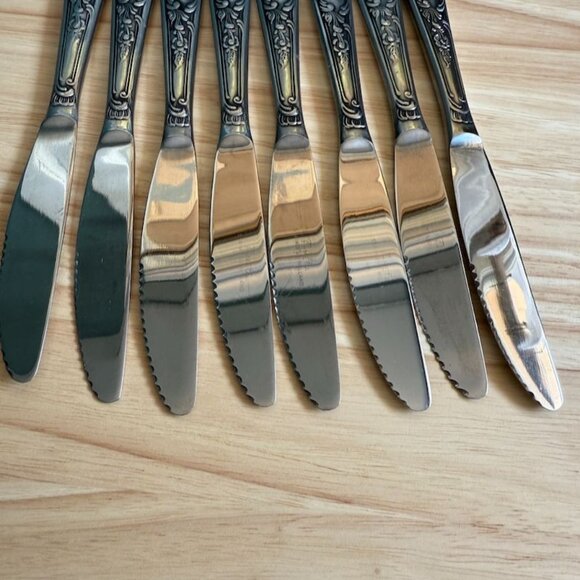 Amefa Holland AFS1 Stainless Flatware KNIVES 8 Satin Scroll Leaf 8 3/8 - Picture 7 of 9